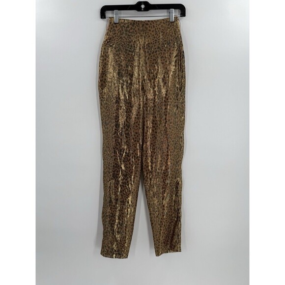 NWT L’Academie The Lara Pant Metallic Leopard Print Women Size XXSmall (23X29.5) - Picture 3 of 11